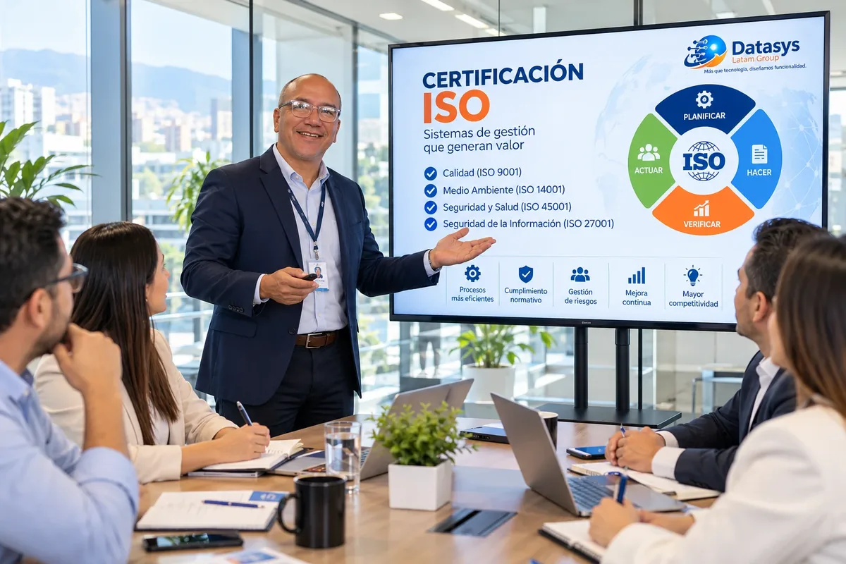 Armando José López González, fundador de DataSys Latam Group, dictando una capacitación sobre certificación ISO